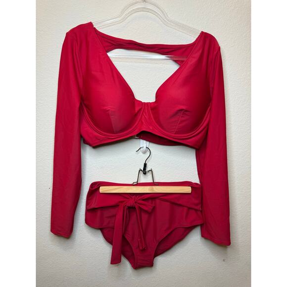 Andrea Iyamah Maven Bikini Top & Bikini Bottom Set Red Women's XXL Beach Swim - Picture 2 of 4